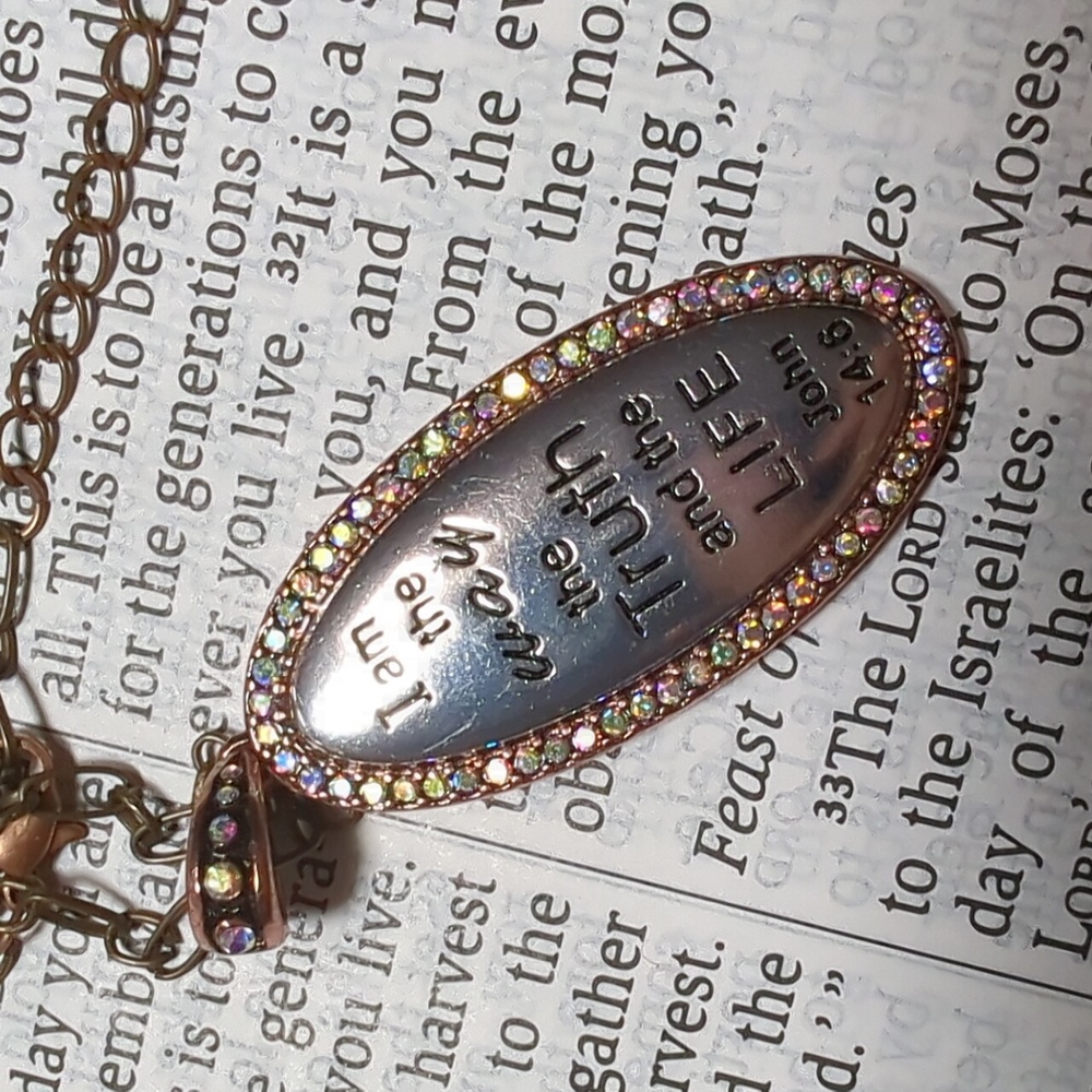 Necklace I am The Way, The TRUTH & THE LIFE PENDANT NECKLACE ROSE GOLD &